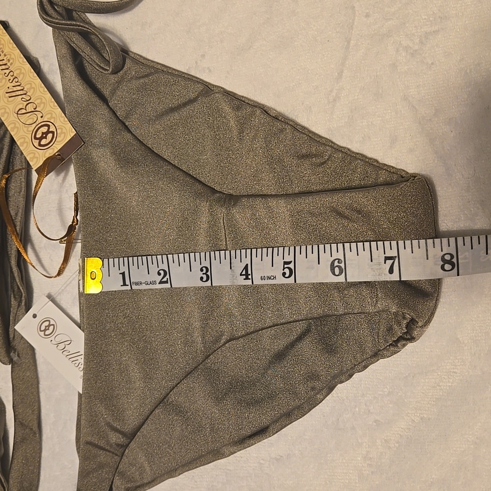 NWT Bellisima Swimwear Platinum Khaki Set bikini/Top Size M - Picture 3 of 8